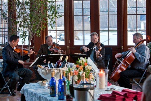 Alexander String Quartet in Post-Concert Reception in RiverStone Mansion Conservatory