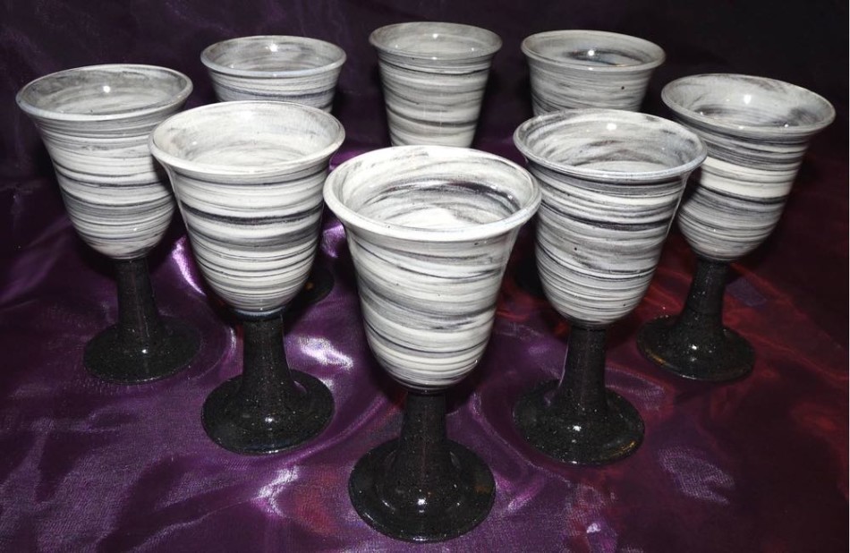 Black and White Swirl Goblets